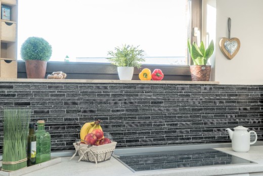 Mosaico di vetro pietra naturale tessere di mosaico alluminio nero antracite grigio scuro rivestimento pareti - MOS49-GV84