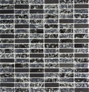 Piastrelle di mosaico rettangolare vetro mosaico cava guardare aste nero marmo naturale pietra cava vetro piastrelle backsplash cucina WC - MOS87-s1228
