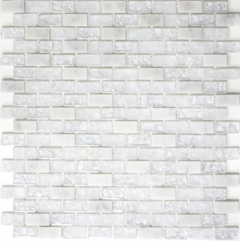 Piastrella di mosaico dipinta a mano Backsplash di piastrelle Bianco traslucido Brick Mosaico di vetro Pietra di cristallo bianco MOS87-0111_m