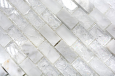 Piastrella di mosaico dipinta a mano Backsplash di piastrelle Bianco traslucido Brick Mosaico di vetro Pietra di cristallo bianco MOS87-0111_m