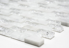 Piastrella di mosaico dipinta a mano Backsplash di piastrelle Bianco traslucido Brick Mosaico di vetro Pietra di cristallo bianco MOS87-0111_m