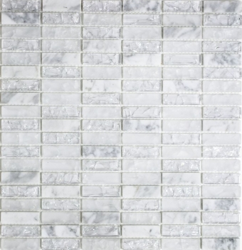 Piastrelle rettangolari di mosaico di vetro mosaico bianco rotto marmo pietra naturale cucina splashback piastrella posteriore - MOS87-s1211