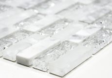 Piastrelle rettangolari di mosaico di vetro mosaico bianco rotto marmo pietra naturale cucina splashback piastrella posteriore - MOS87-s1211