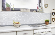 Piastrelle rettangolari di mosaico di vetro mosaico bianco rotto marmo pietra naturale cucina splashback piastrella posteriore - MOS87-s1211