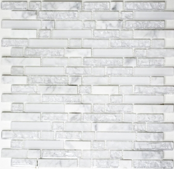 Mosaico di vetro mosaico di pietra naturale piastrelle bianco chiaro carrara look cava vetro piastrelle da parete cucina piastrelle bagno piastrelle WC - MOS87-V1311