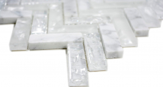 Mosaico dipinto a mano a spina di pesce bianco traslucido Mosaico in vetro Crystal stone bianco MOS87HB-0111_m