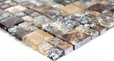 Piastrella di mosaico dipinta a mano traslucida marrone scuro combinazione di vetro mosaico Pietra di cristallo emperador scuro MOS87-K1455_m
