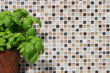 Mosaico in vetro pietra naturale piastrelle di mosaico beige chiaro cava marmo marrone chiaro beige crema backsplash bagno - MOS92-1053