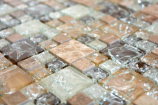 Piastrella di mosaico dipinta a mano traslucida marrone chiaro combinazione di mosaico di vetro Pietra di cristallo emperador light MOS87-K1453_m