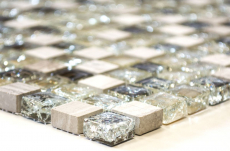 Mosaico dipinto a mano Piastrella traslucida grigio-verde Mosaico di vetro Pietra di cristallo grigio-verde MOS92-1052_m