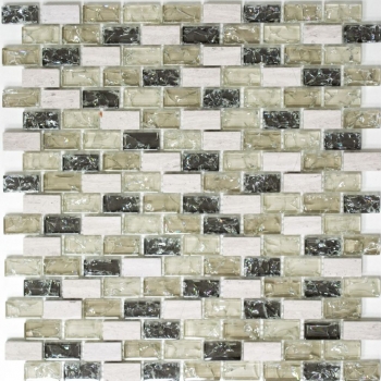Piastrella di mosaico dipinta a mano Backsplash traslucido grigio-verde Mosaico in vetro mattone Pietra di cristallo grigio-verde MOS87-B1152_m