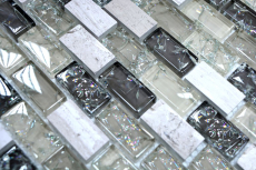 Piastrella di mosaico dipinta a mano Backsplash traslucido grigio-verde Mosaico in vetro mattone Pietra di cristallo grigio-verde MOS87-B1152_m