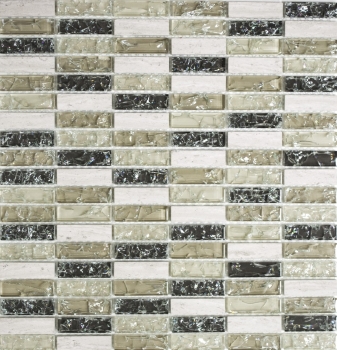 Piastrella di mosaico dipinta a mano Aste traslucide grigio-verde Mosaico di vetro Pietra di cristallo grigio-verde MOS87-S1252_m