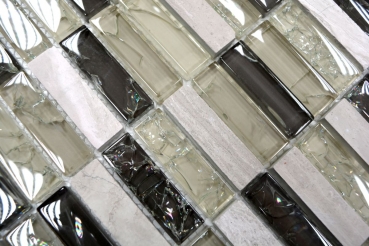 Piastrella di mosaico dipinta a mano Aste traslucide grigio-verde Mosaico di vetro Pietra di cristallo grigio-verde MOS87-S1252_m
