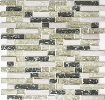 Piastrella di mosaico campionata a mano Rivestimento traslucido grigio-verde Mosaico di vetro composito Pietra di cristallo grigio-verde MOS87-V1352_m