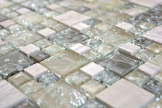 Mosaico traslucido grigio-verde Mosaico di vetro combinato Pietra di cristallo grigio-verde MOS87-K1452_f
