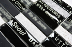 Mosaico rettangolare in vetro Urban Feeling vetro smerigliato nero bianco argento cucina splashback bagno - MOS87-39