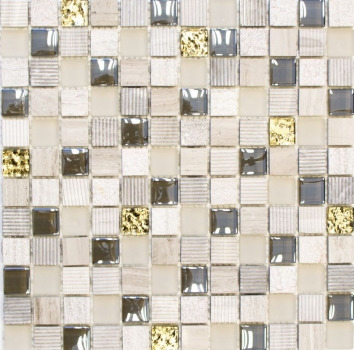 Piastrella di mosaico dipinta a mano Backsplash di piastrelle Traslucido grigio chiaro oro Mosaico di vetro Pietra di cristallo EP grigio chiaro oro MOS83-HQ22_m