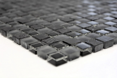 Piastrella di mosaico dipinta a mano Backsplash di piastrelle Traslucido grigio scuro nero Mosaico di vetro Pietra di cristallo Rilievo grigio scuro nero MOS83-HQ19_m