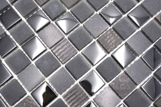 Pietra naturale mosaico rustico piastrelle di vetro mosaico di marmo smerigliato vetro grigio scuro nero antracite piastrelle backsplash bagno cucina - MOS83-HQ29