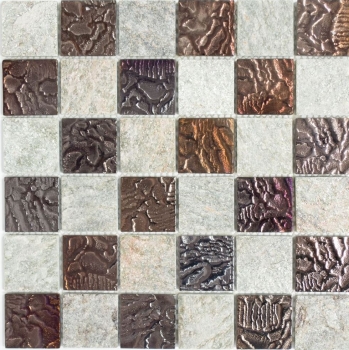 Piastrella di mosaico dipinta a mano Backsplash di piastrelle Grigio traslucido Mosaico di vetro Design in pietra di cristallo Grigio quarzite MOS88-CR73_m
