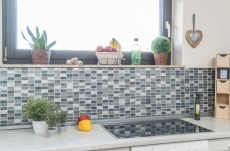 Piastrelle rettangolari in vetro mosaico pietra retrò argento antracite struttura rivestimento cucina piastrelle WC - MOS83-CRS2