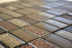Piastrella di mosaico decorata a mano Backsplash di piastrelle Marrone traslucido Rettangolo Mosaico di vetro Pietra di cristallo Marrone retrò MOS83-CRS6_m
