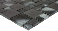Piastrella di mosaico dipinta a mano combinazione nero traslucido mosaico di vetro Pietra di cristallo nero bordo rotto MOS88-0304_m