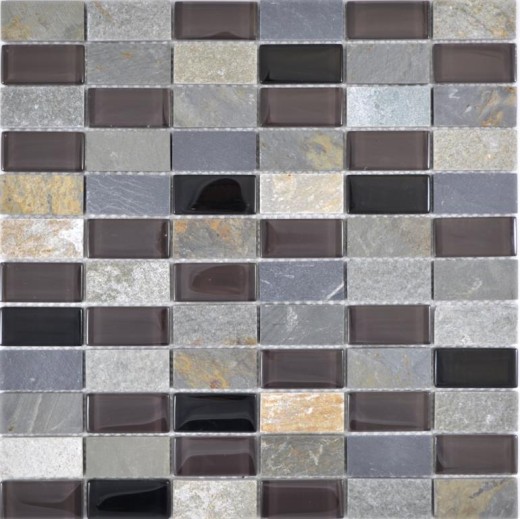 Piastrelle rettangolari in vetro mosaico beige nero antracite pietra backsplash cucina backsplash bagno WC - MOS87-1312