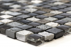 Mosaico dipinto a mano Piastrella traslucida beige marrone grigio nero Mosaico di vetro Pietra di cristallo MOS92-0209_m