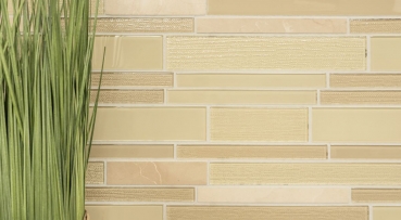 Piastrella di mosaico campione dipinta a mano Backsplash di piastrelle Beige traslucido Mosaico di vetro composito Pietra di cristallo beige MOS67-GV14_m