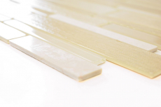 Piastrella di mosaico campione dipinta a mano Backsplash di piastrelle Beige traslucido Mosaico di vetro composito Pietra di cristallo beige MOS67-GV14_m
