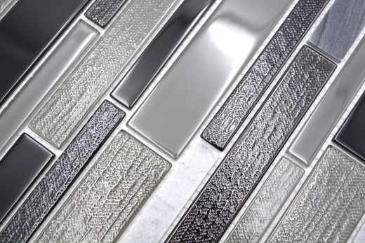 Mosaico di vetro pietra naturale piastrelle di mosaico composito marmo grigio antracite nero piastrelle da parete bagno cucina WC - MOS67-GV44