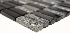 Tessere rettangolari in vetro mosaico aste argento grigio nero antracite pietra naturale alzatina cucina bagno WC - MOS87-SM88