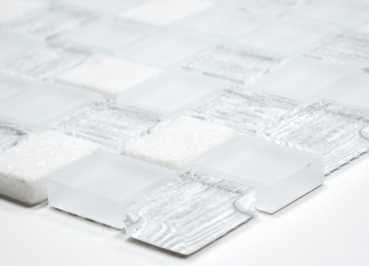MOS82-0111_m tessere di mosaico a mano traslucido bianco rettangolo vetro mosaico pietra cristallo bianco