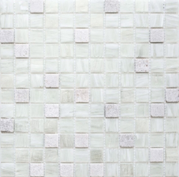 Piastrella di mosaico dipinta a mano Backsplash di piastrelle Bianco traslucido Mosaico di vetro Pietra di cristallo Bianco crema MOS94-2503_m