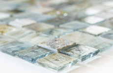 Piastrella di mosaico dipinta a mano Backsplash di piastrelle Grigio chiaro traslucido Mosaico di vetro Pietra di cristallo Crema grigio chiaro MOS94-2505_m