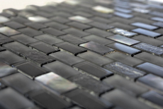 Piastrella di mosaico decorata a mano Backsplash di piastrelle Nero traslucido Brick Mosaico di vetro Pietra di cristallo Conchiglia nera MOS87-B03S_m