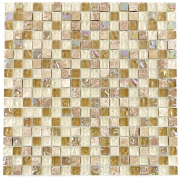 Piastrella di mosaico Traslucido beige marrone chiaro Mosaico di vetro Pietra di cristallo beige marrone chiaro MOS92-1213_f