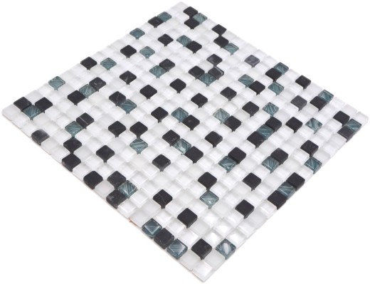 Mosaico di vetro in pietra naturale piastrelle bianco grigio scuro nero backsplash - MOS92-0103