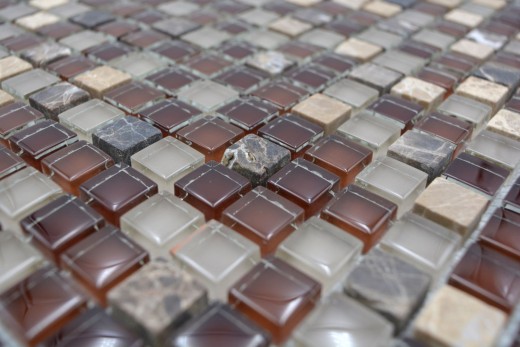 Mosaico di vetro in pietra naturale marrone scuro marrone chiaro ocra BAGNO WC cucina WALL backsplash piastrelle - MOS92-1304