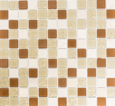 Piastrella di mosaico dipinta a mano Backsplash di piastrelle Beige traslucido Mosaico di vetro Pietra di cristallo beige MOS62-1204-GN_m