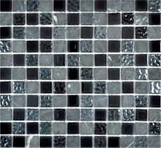 Mosaico di vetro mosaico di pietra naturale piastrelle di pietra rustica grigio nero antracite grafite backsplash cucina - MOS62-0302-GN