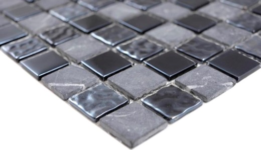 Mosaico di vetro mosaico di pietra naturale piastrelle di pietra rustica grigio nero antracite grafite backsplash cucina - MOS62-0302-GN