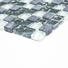 Mosaico di vetro pietra naturale piastrelle di mosaico grigio antracite grigio scuro bianco piastrelle backsplash muro cucina bagno WC - MOS92-0204