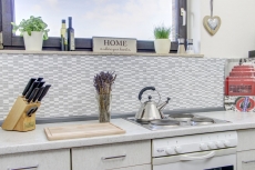 Piastrelle rettangolari in vetro mosaico bianco carrara look cava vetro pietra naturale backsplash bagno cucina WC - MOS87-1401