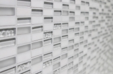 Piastrelle rettangolari in vetro mosaico bianco carrara look cava vetro pietra naturale backsplash bagno cucina WC - MOS87-1401