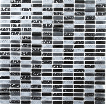 Piastrelle rettangolari in vetro mosaico mini grigio nero antracite pietra naturale struttura piastrelle backsplash cucina WC - MOS87-1403