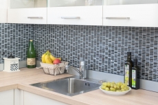 Piastrelle rettangolari in vetro mosaico mini grigio nero antracite pietra naturale struttura piastrelle backsplash cucina WC - MOS87-1403