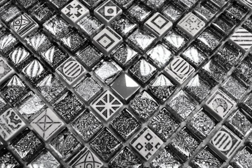 Mosaico di vetro pietra artificiale mosaico piastrelle resina argento antracite nero struttura cucina splashback piastrelle backsplash - MOS92-Z02EU